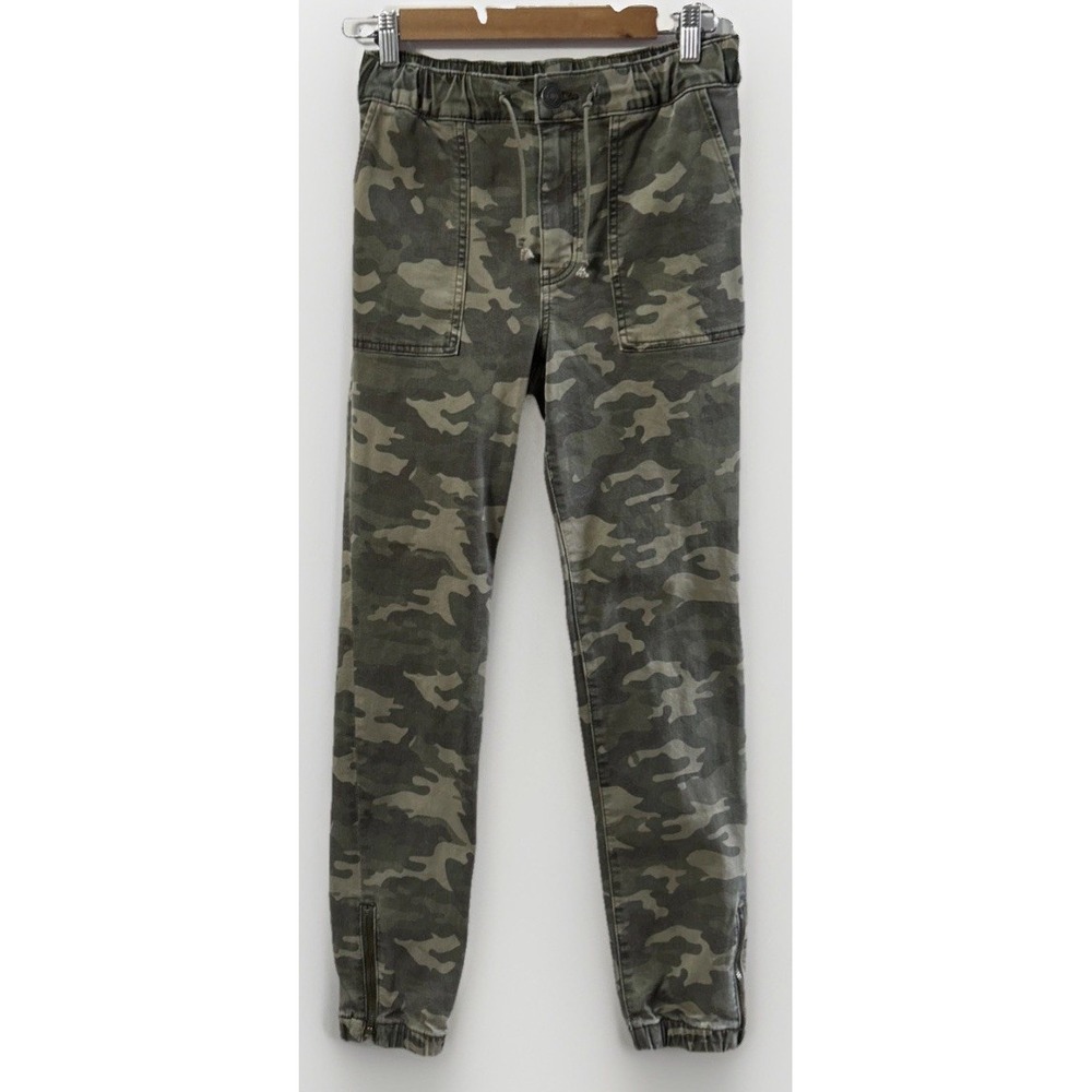 American Eagle High Waisted Camo Jean Joggers Green Camo Denim SZ 8 Stretch‎